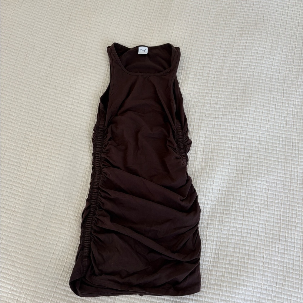 Chic Dark Brown Ruched Dress
